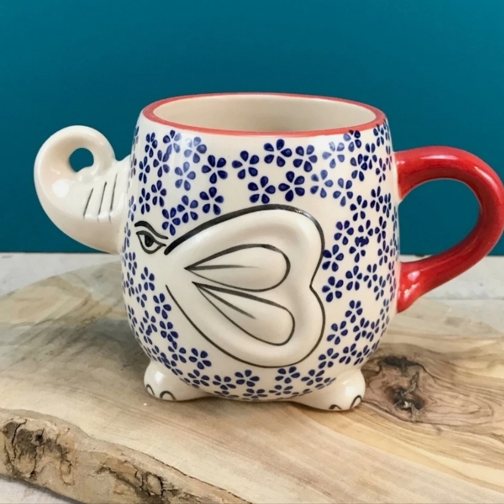 Yokohama Studio Hand Painted Ceramic Elephant Mug